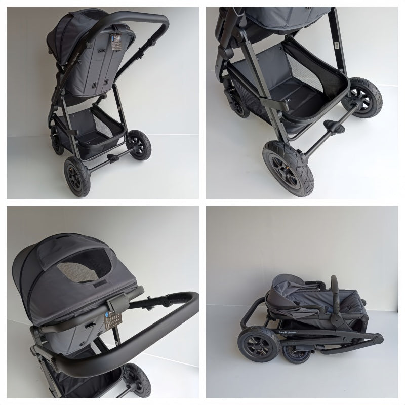 Newborn Pram – Palms 2+ Stroller with Carrycot, Car Seat and Rotating ISOFIX Base (Black)