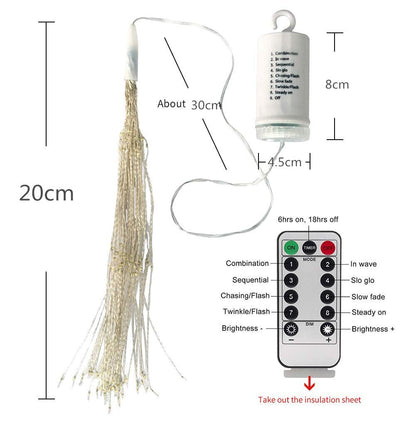 198 LED Hanging Starburst Firework Fairy String Light Lamp Party Xmas Decro