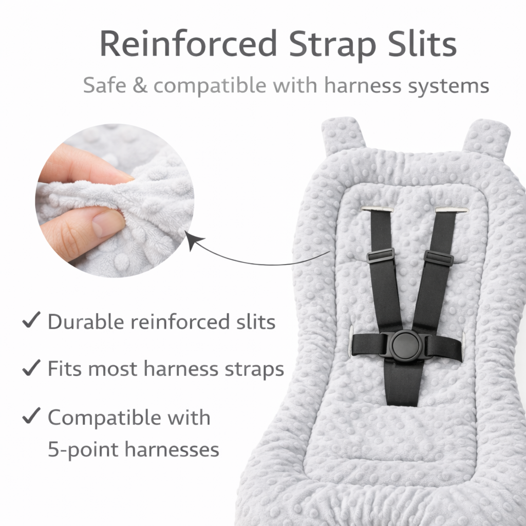 Universal Plush Baby Stroller Liner with Anti-Slip Back - GREY