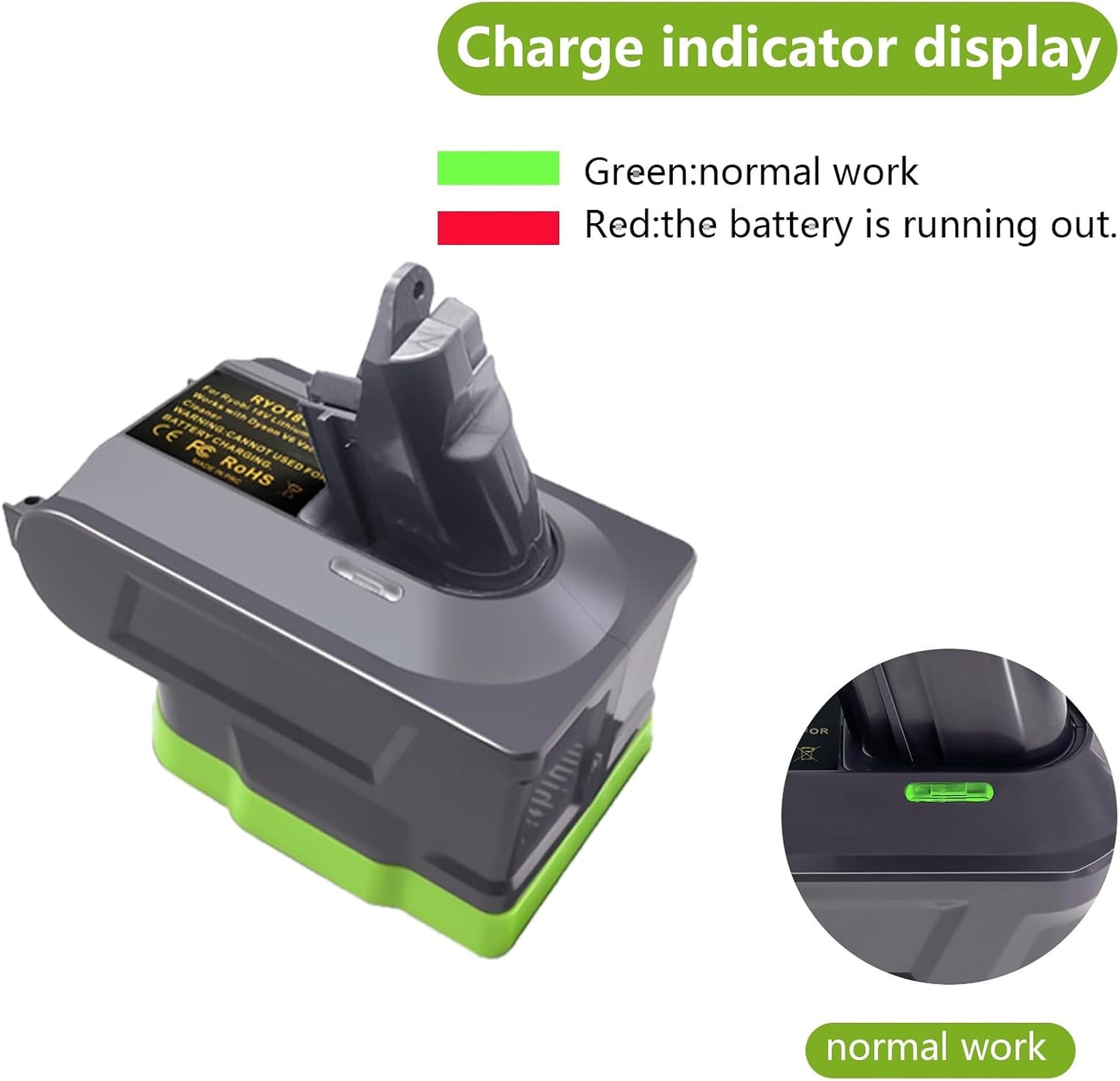 Ryobi 18V Battery to Dyson V6 Battery Converter Adapter
