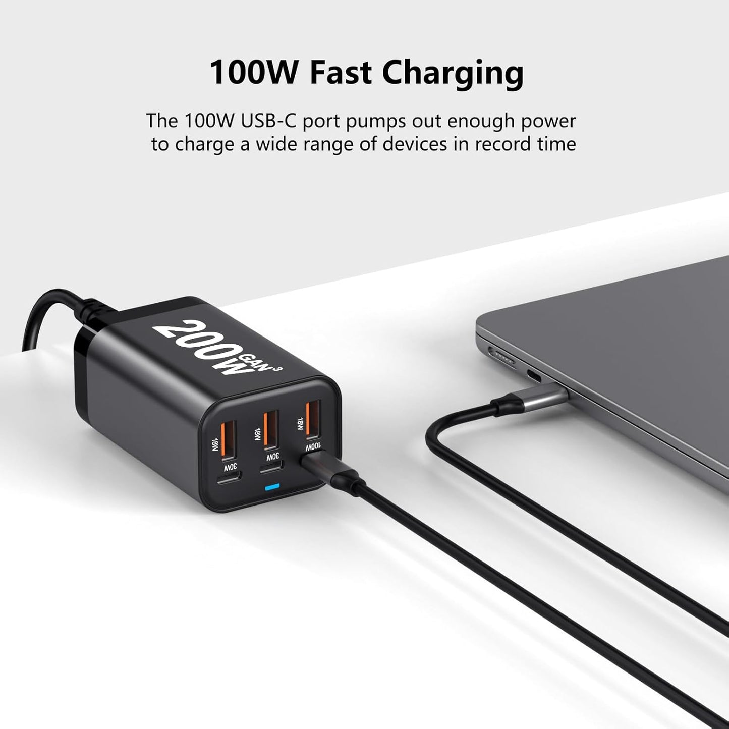 200W USB C GaN III Super Fast PD Wall Charger Charging Station