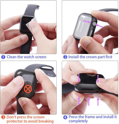 For Apple Watch 40mm Case+Tempered Glass Screen Protetctor
