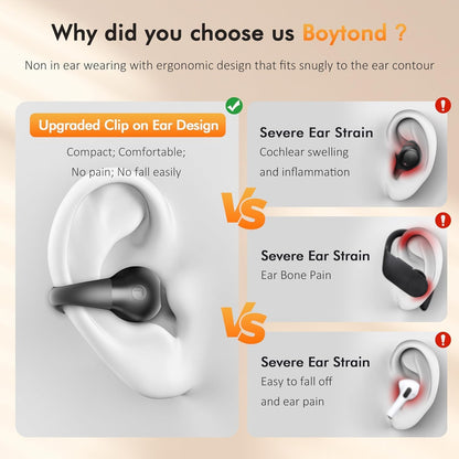 Open Ear Clip Headphones, Wireless Earbuds Bluetooth Earphones