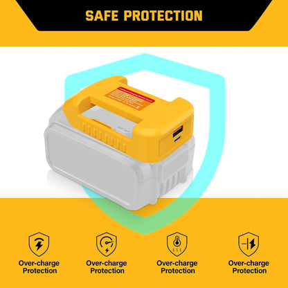 USB Battery Adapter fits Dewalt 20V Battery Converter USB and Type-C Output Port