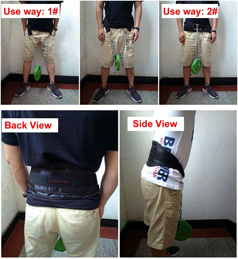 Weighted Chin Up Belt with Chain Dip Belt Powerlifting Strength Training Waist Back Support