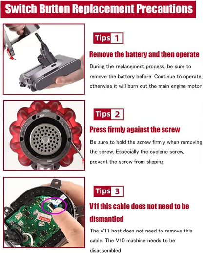 Strong Trigger Power Switch Button Accessories fits Dyson V11 V10 - salelink.co.nz
