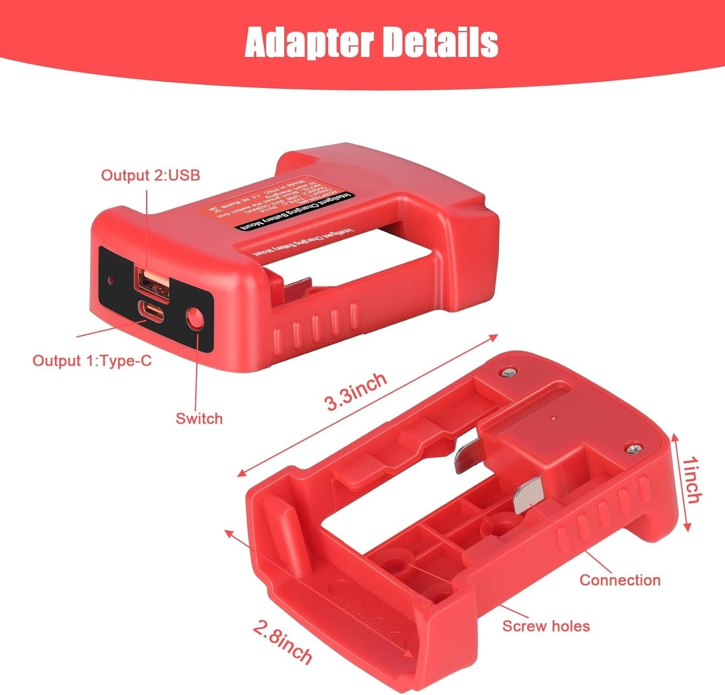 USB Type-C 30W Charger Adapter Compatible for Milwaukee M18 18V Battery