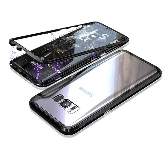 Samsung S8 PLUS Case Ultra Thin Magnetic Metal Frame Tempered Glass Back Case - salelink.co.nz