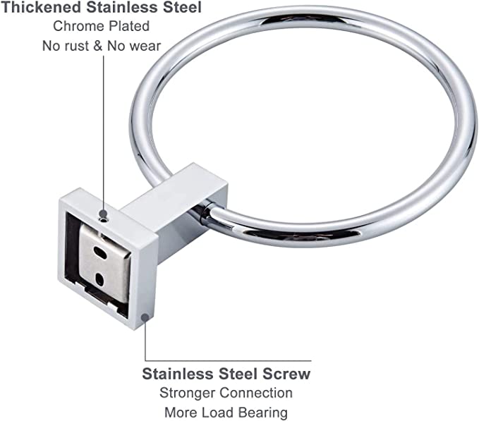 Bathroom Wall Mounted Towel Ring Silver