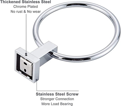 Bathroom Wall Mounted Towel Ring Silver