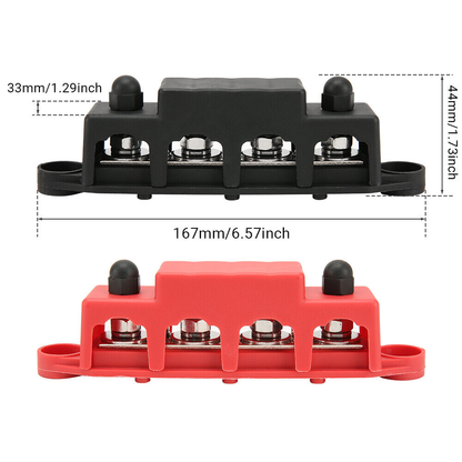 2PCS Positive Negative Bus Bar Battery Power Distribution Block 4xM10 Terminal
