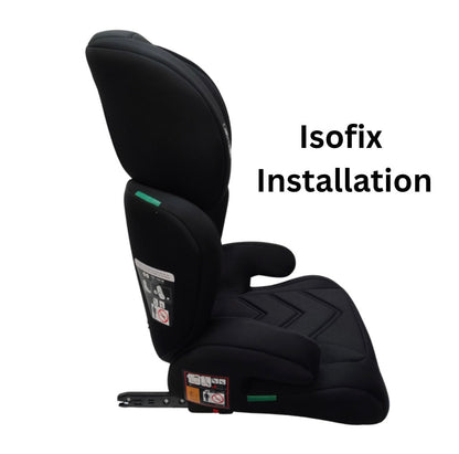 Zen i-Size Booster Car Seat with ISOFIX and Adjustable Headrest - BLACK