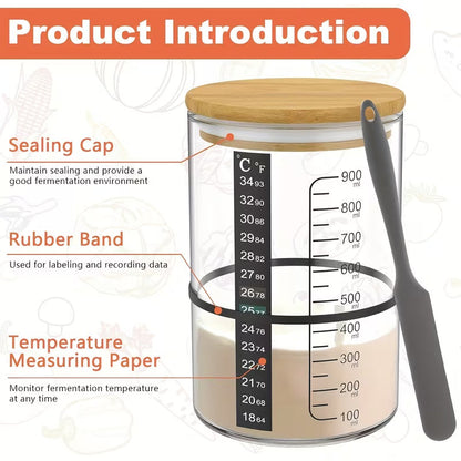 Sourdough Starter Jar 900ml Sourdough Starter Kit, Glass Sourdough Bread