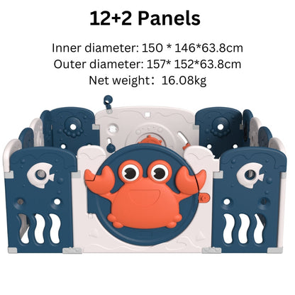 Luxurious Baby Playpen 12+2 Panels (Ocean-Blue)