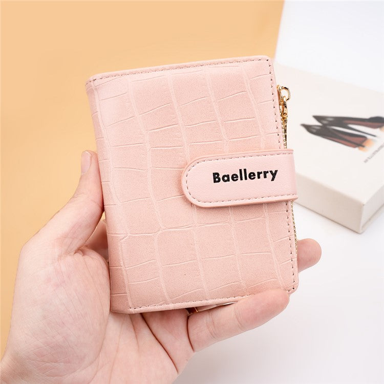 BAELLERRY N8327 Fashion Stone Texture PU Leather Women Bi-fold Short Wallet