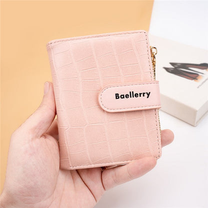 BAELLERRY N8327 Fashion Stone Texture PU Leather Women Bi-fold Short Wallet