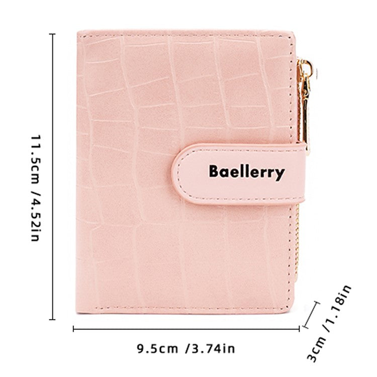 BAELLERRY N8327 Fashion Stone Texture PU Leather Women Bi-fold Short Wallet
