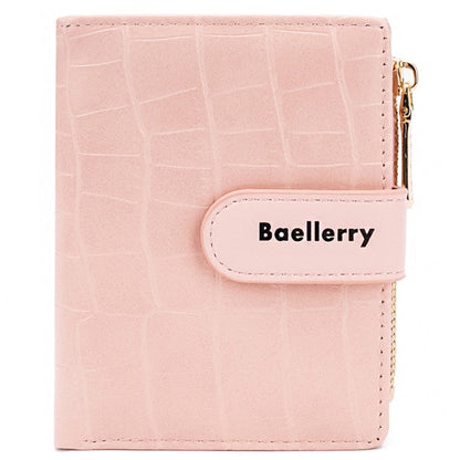 BAELLERRY N8327 Fashion Stone Texture PU Leather Women Bi-fold Short Wallet