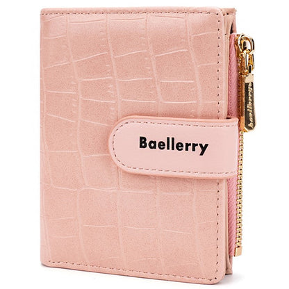 BAELLERRY N8327 Fashion Stone Texture PU Leather Women Bi-fold Short Wallet