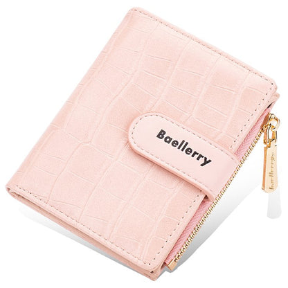 BAELLERRY N8327 Fashion Stone Texture PU Leather Women Bi-fold Short Wallet