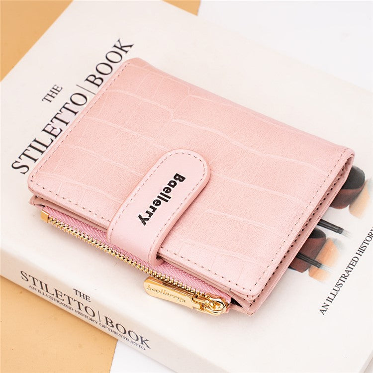 BAELLERRY N8327 Fashion Stone Texture PU Leather Women Bi-fold Short Wallet