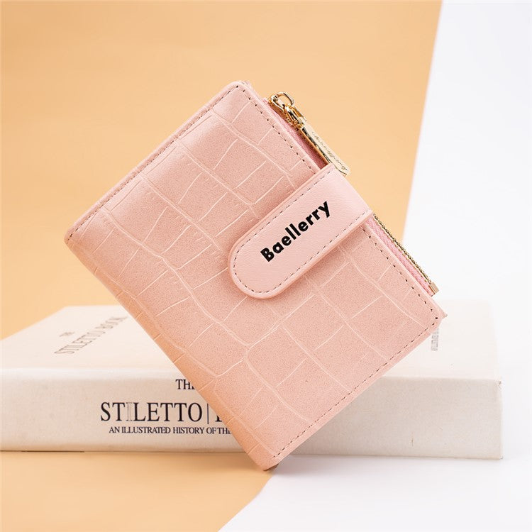 BAELLERRY N8327 Fashion Stone Texture PU Leather Women Bi-fold Short Wallet