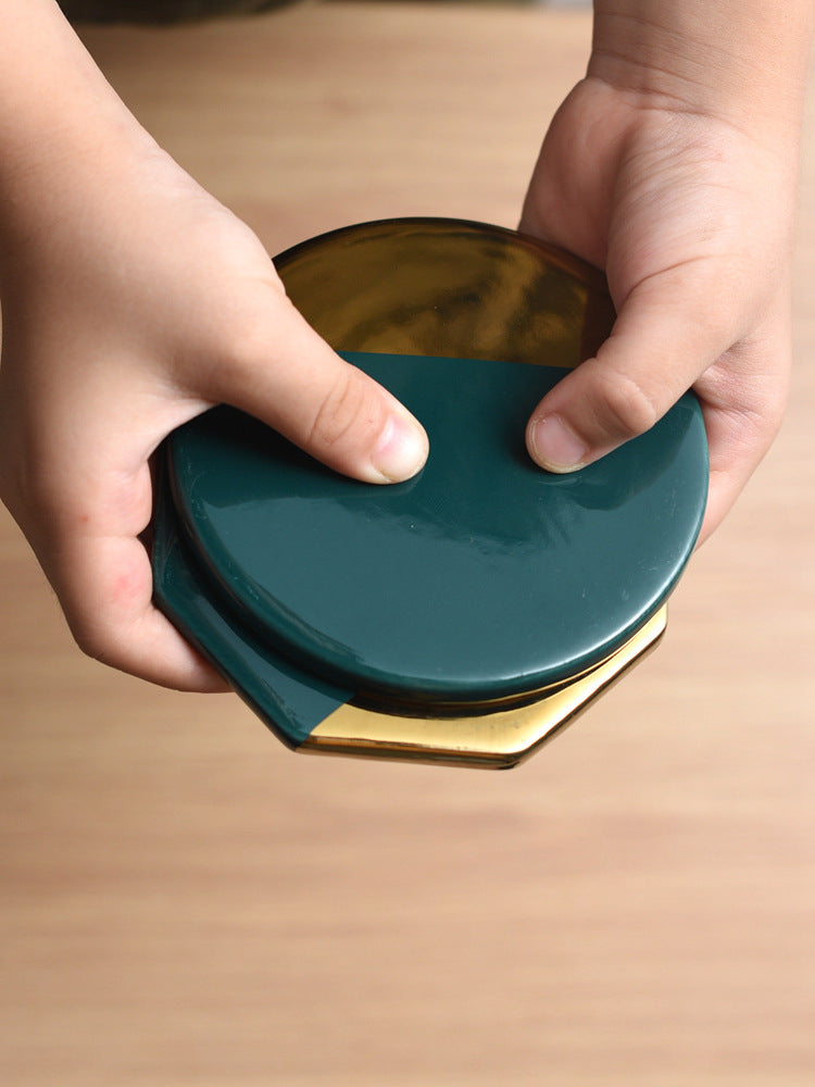Green Ceramic Coasters (Set of 4)