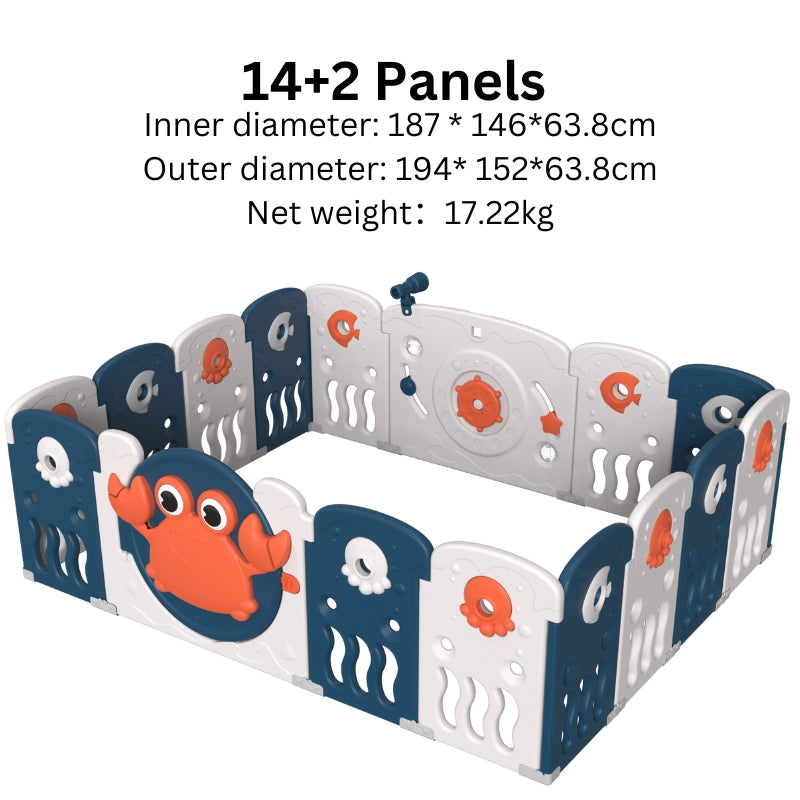 Luxurious Unique Baby Playpen 14+2 Panels (Ocean-Blue)