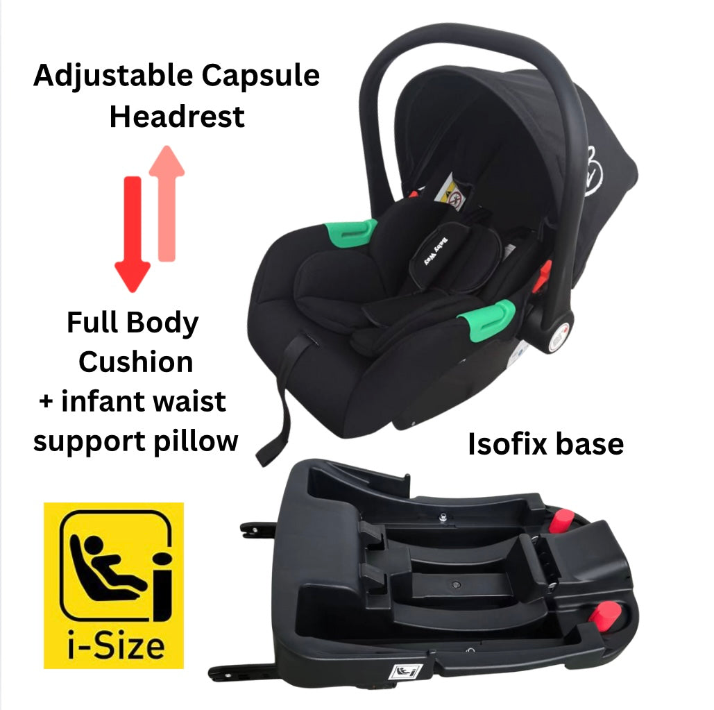 Ultra - 3 in 1 Stroller + Bassinet + Capsule Combo with Sunshade Sets and Food Tray - Black Gold