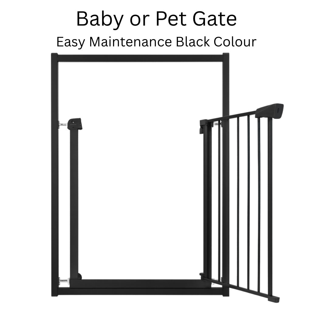 Black Safety Gate – Secure Baby & Pet Barrier (Fits 75-84 cm Doors)
