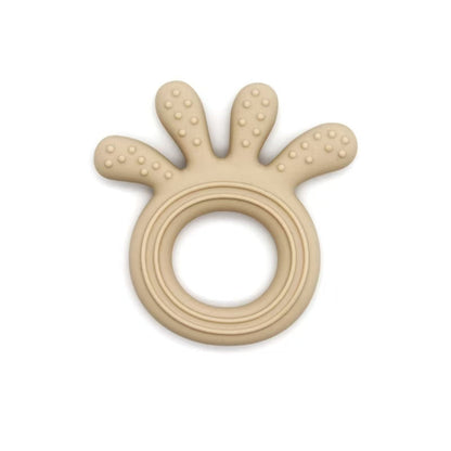 Soft Silicone & Wood Teether Toy – Pink or Green