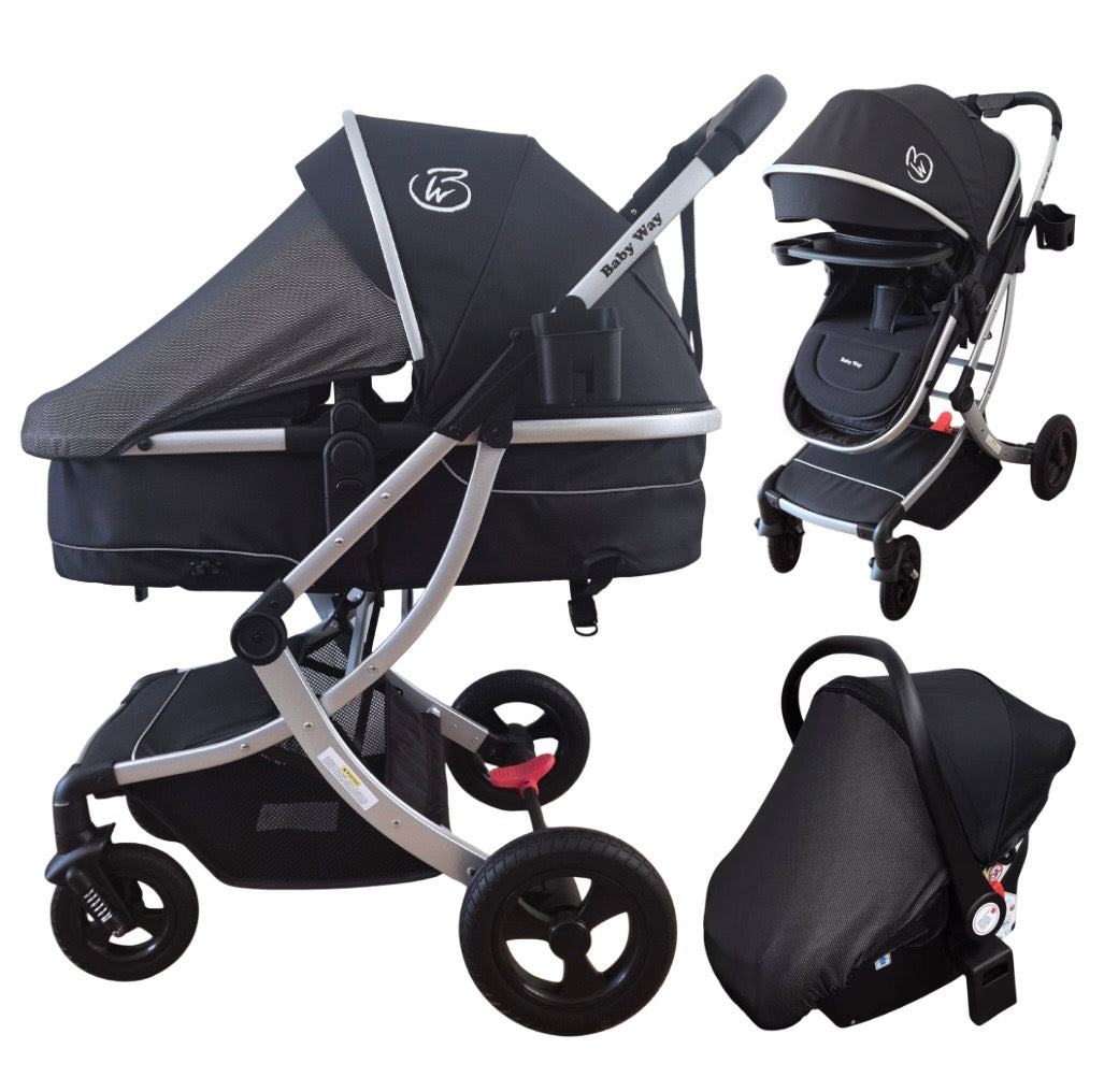 Preorder - Legacy Travel System - Stroller + Bassinet + Capsule with Mattress and Food Tray - BLACK