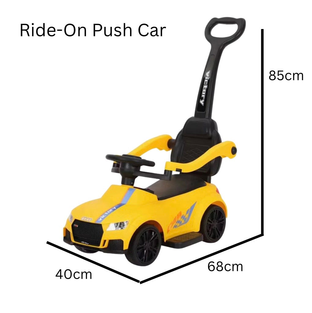 Kids Ride-On Push Race Car with Lights and Music – YELLOW