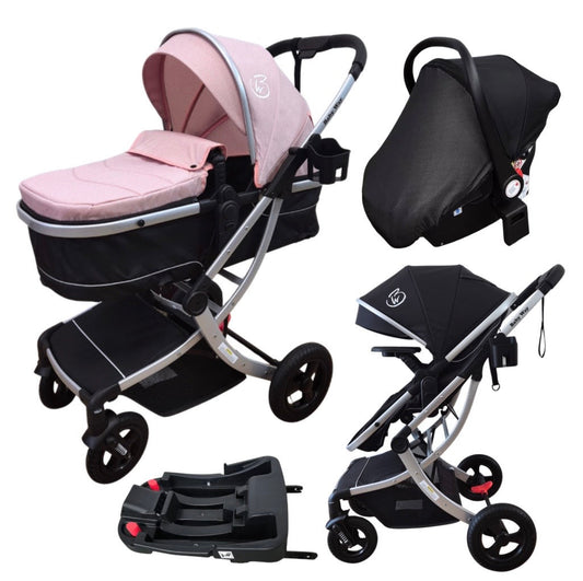 Legacy Travel System - Stroller + Bassinet + Capsule with Mattress and Food Tray - Pink Skin