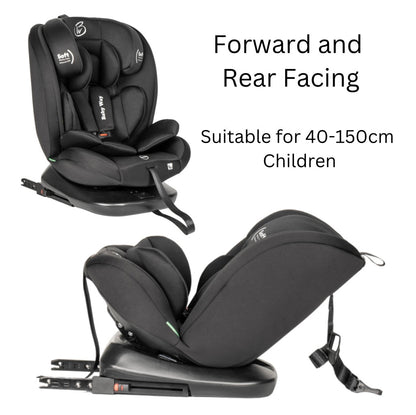 All-Rider 360 Rotating Convertible i-Size Car Seat with ISOFIX and Top Tether BLACK