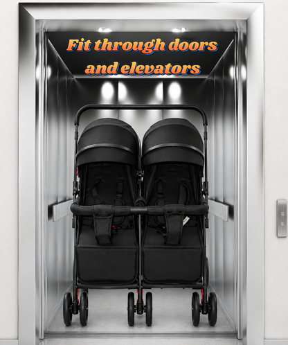 Preorder - TwinGo Black 2-Way Folding Compact Double / Twin Stroller + Rain Cover