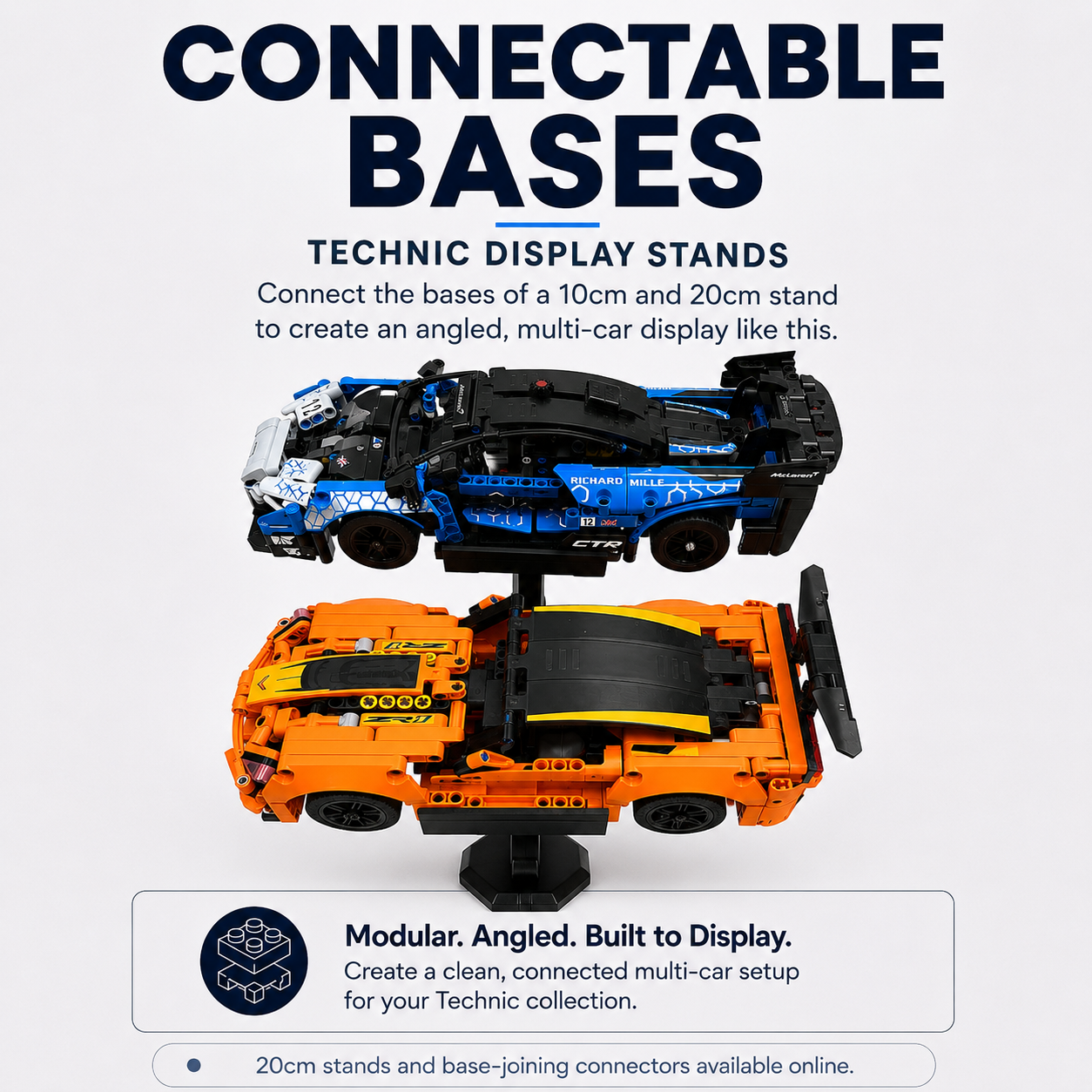 DisplayX 45°, 20cm Universal Technic Display Stand Compatible with LEGO® Technic Cars