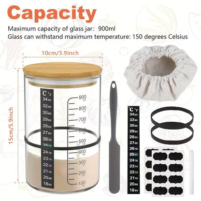 Sourdough Starter Jar 900ml Sourdough Starter Kit, Glass Sourdough Bread