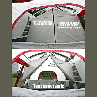 Camping Tent 420x305x210cm - Red/Grey/White