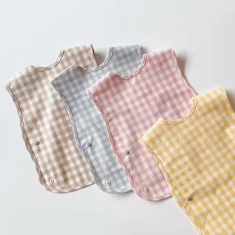 Plaid Waterproof Cotton Bib for Infants and Kids
