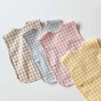 Plaid Waterproof Cotton Bib for Infants and Kids