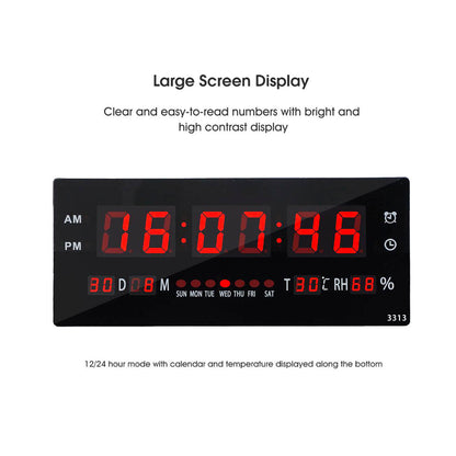 36CM Large LED Wall Desk Clock With Calendar Temperature