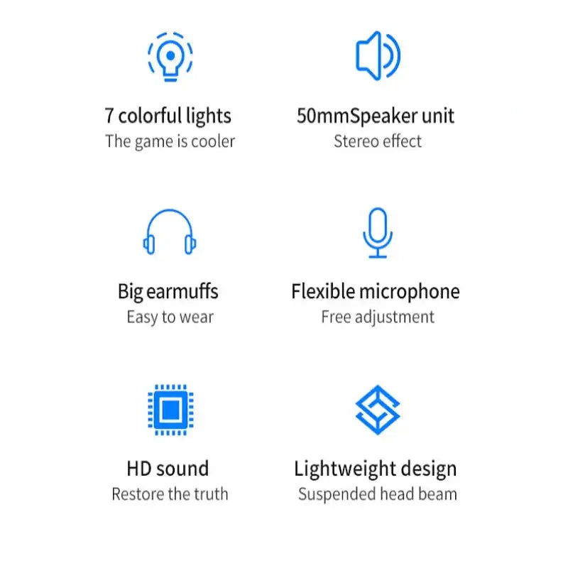 7.1 Gaming Headset with Mic & LED (3 coours available)