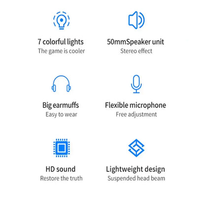 7.1 Gaming Headset with Mic & LED (3 coours available)