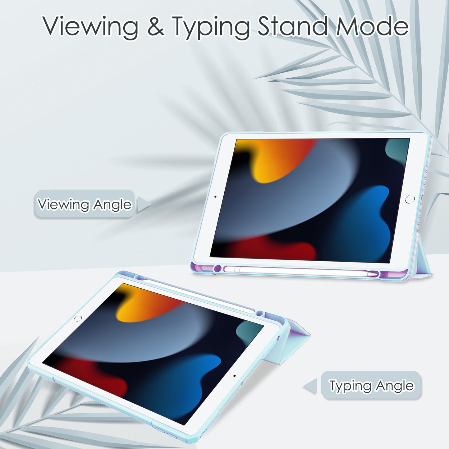 iPad 10.2 Case Cover Clear Back Pencil Holder Slot