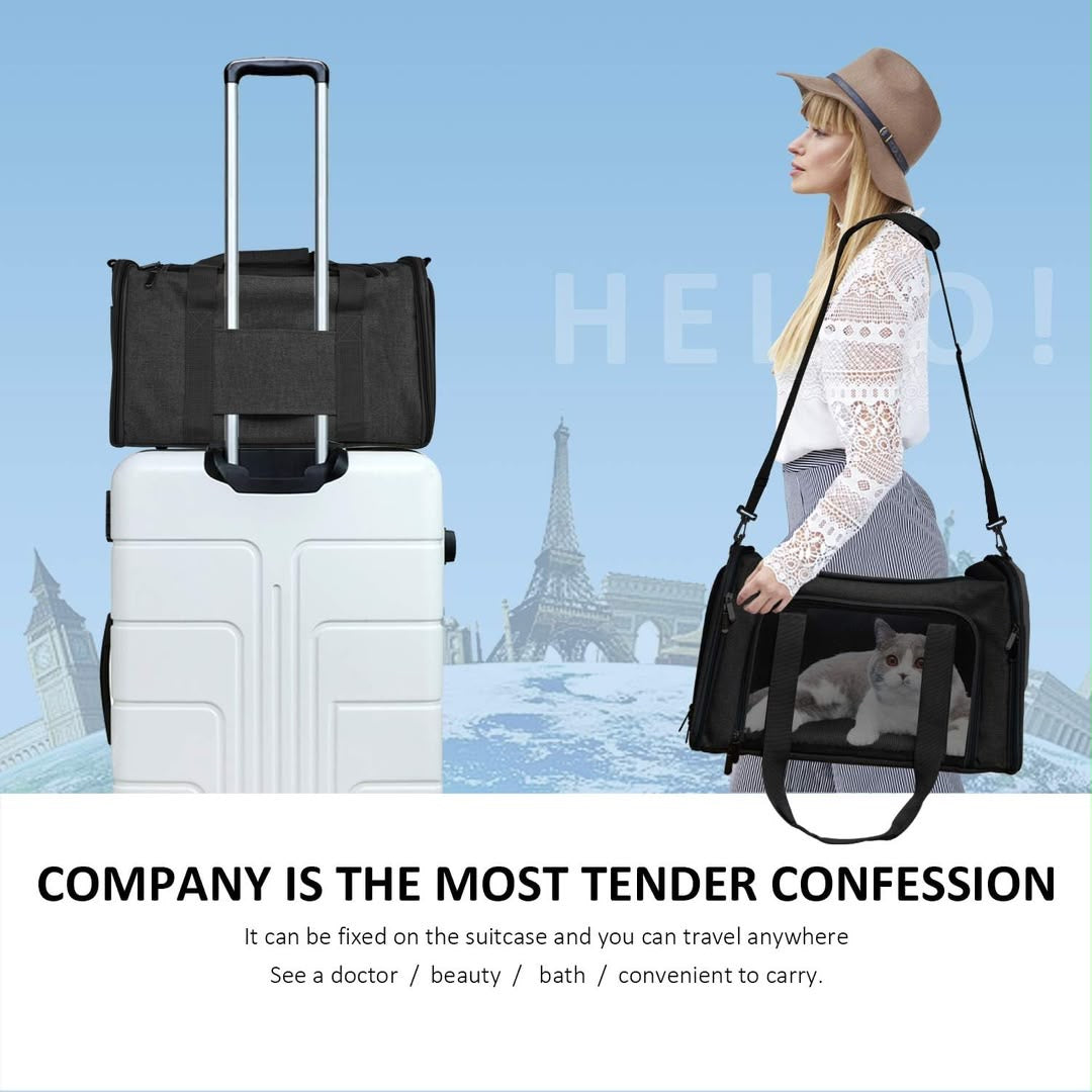 Portable Pet Carrier Bag – Soft-Sided Travel Carrier for Cats & Small Dogs