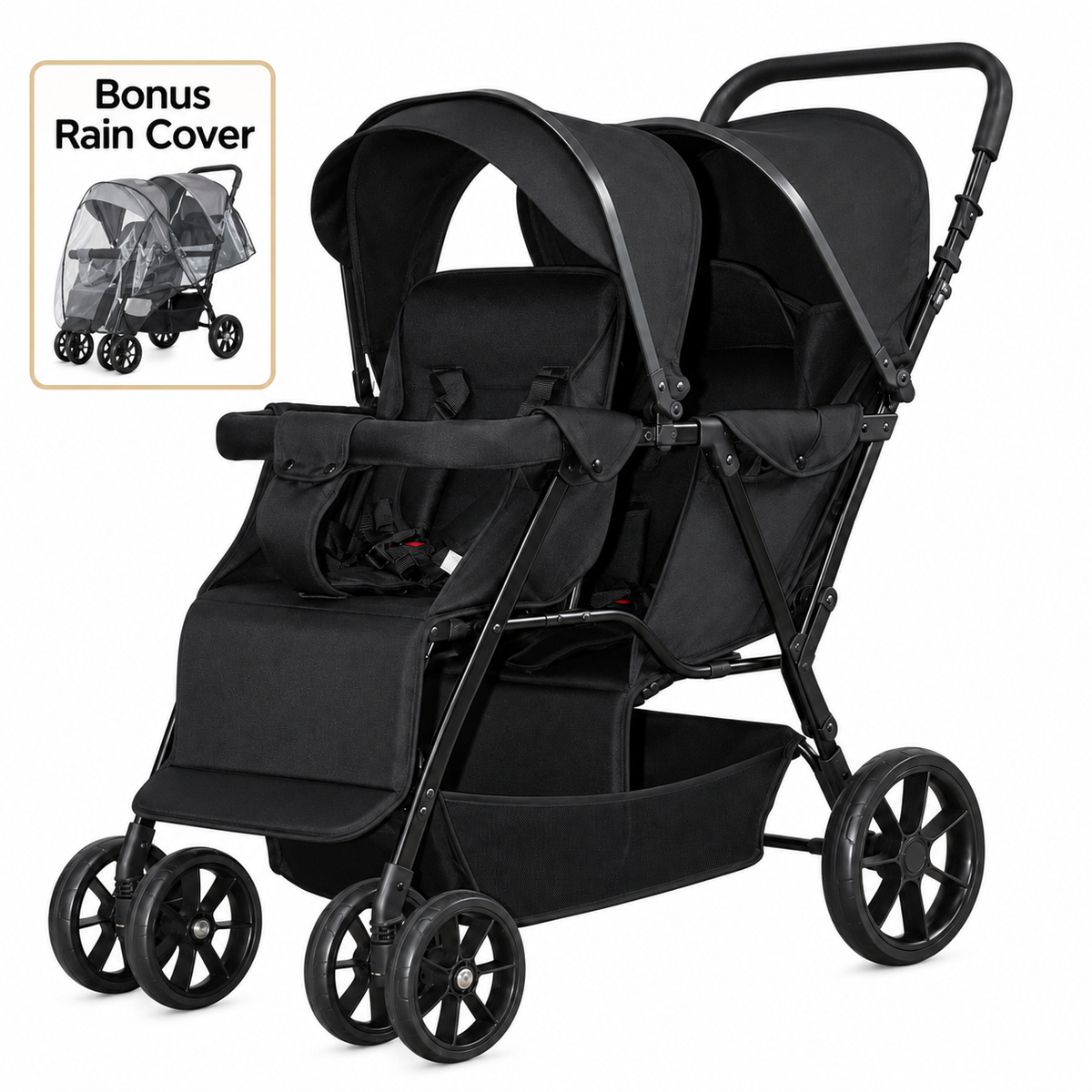 Preorder - Duo Lite - Tandem Twin Compact Double Stroller with Rain Cover
