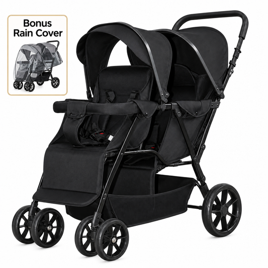 Preorder - Duo Lite - Tandem Twin Compact Double Stroller with Rain Cover