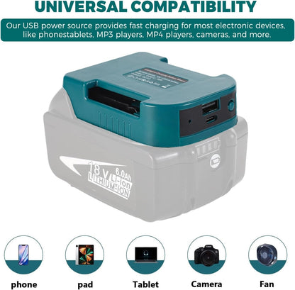 USB 30W Type-C Fast Charger Adapter for Makita 18V Battery