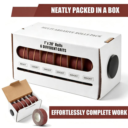 6x Emery Cloth Roll 6 Grits Abrasive Sandpaper Rolls Sand Paper with Dispenser